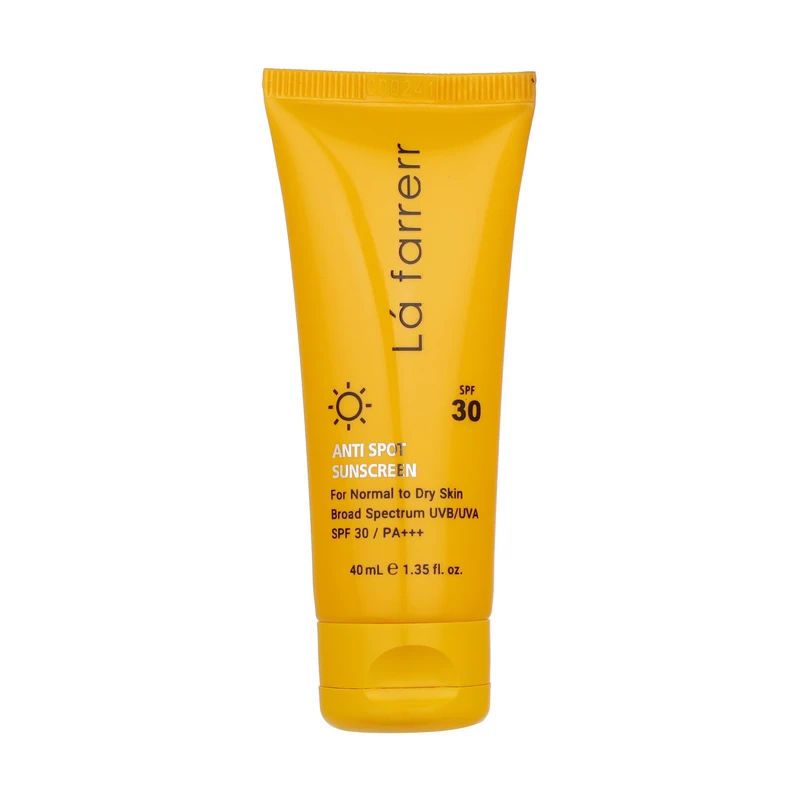 کرم ضد آفتاب و ضد لک بدون رنگ  SPF30 لافارر مخصوص پوست‌ خشک و معمولی 40میل