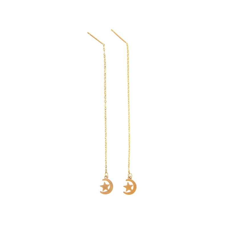 گوشواره بخیه ای مدل ماه و ستاره کد w-er-064