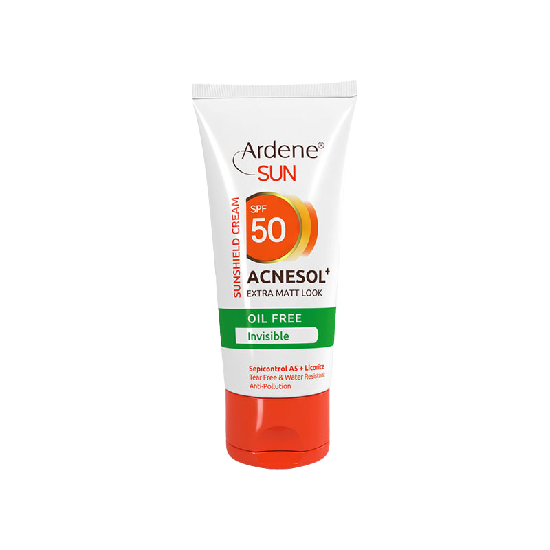 کرم ضدآفتاب آکنه‌سول‌پلاس SPF50 بی‌رنگ فاقد چربی آردن سان پوست‌چرب  و جوشدار 50گرم