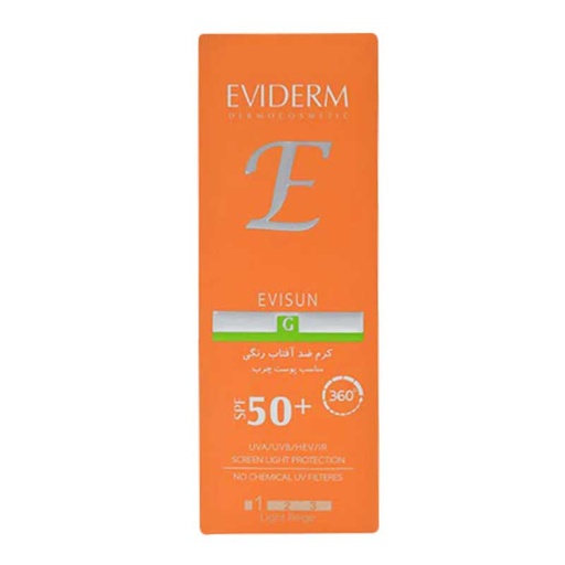 کرم ضد آفتاب SPF50 اویدرم مدل Evisun پوست‌چرب 40میل-بژ روشن