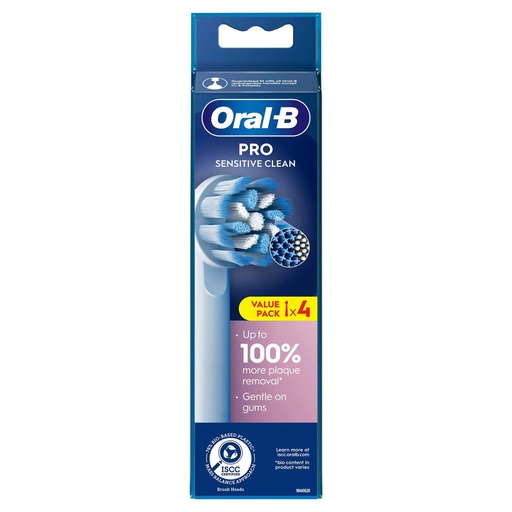 سری یدک مسواک برقی اورال-بی مدل Sensitive Clean  بسته 4 عددی