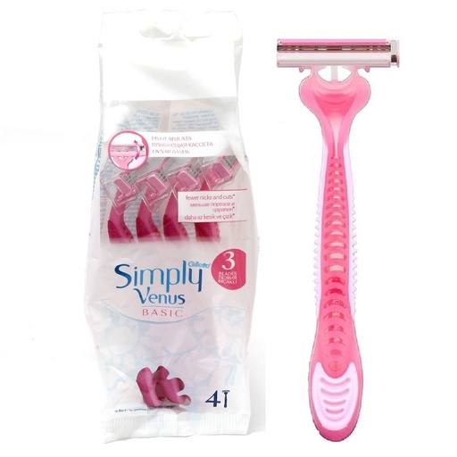 تیغ اصلاح 3تیغه ژیلت مدل Simply Venus Basic بسته 4 عددی 