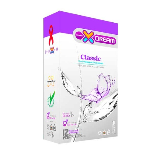 کاندوم ایکس دریم مدل کلاسیک Classic بسته 12 عددی