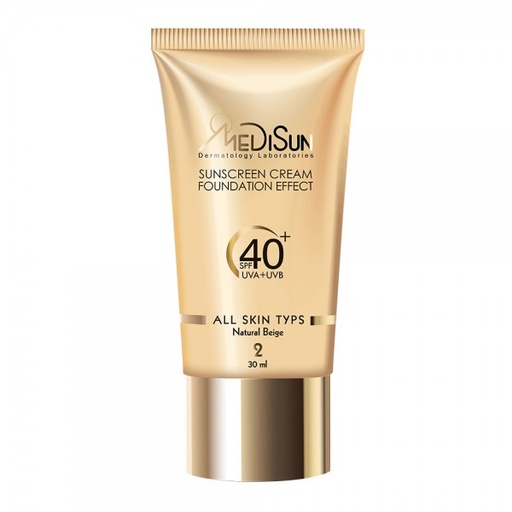 ضد آفتاب کرم پودری رنگی تیوبی انواع پوست SPF40 مدیسان بژ طبیعی